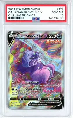 PSA GEM MT 10 Pokemon TCG Galarian Slowking V (Alternate Full Art) 179/198 - Image 1