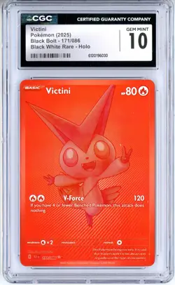 CGC GEM MINT 10 Pokemon Trading Card Game Victini 171/086 Sv: Black Bolt Holo - Image 1