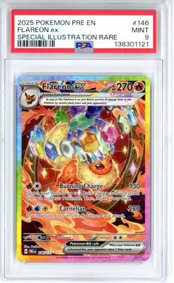 PSA MINT 9 Pokemon TCG Flareon ex 146/131 Sv: Prismatic Evolutions Holo SIR - Image 1