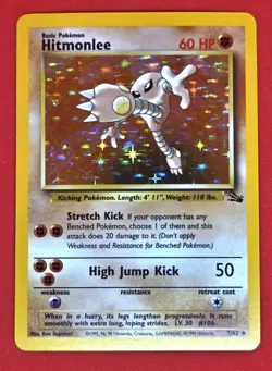 1999 Pokemon TCG Hitmonlee (7) Holo Rare Fossil 07/62 NM/LP - VINTAGE - Image 1
