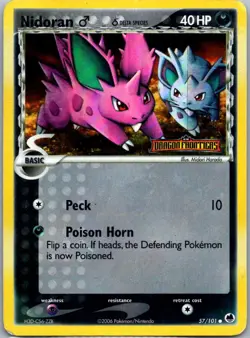 Pokemon TCG Nidoran M Stamped Reverse Holofoil Dragon Frontiers 57/101 HP - Image 1