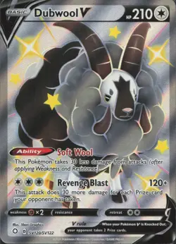Pokemon TCG - Dubwool V SV120/SV122 Holo Rare V Shining Fates Shiny Vault - 917 - Image 1
