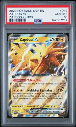 2023 POKEMON SVP EN-SV BLACK STAR PROMO ZAPDOS EX BOX #049 ZAPDOS EX PSA 10 - Image 1