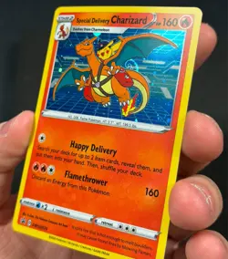 Pokemon TCG UK Pokemon Center #SWSH075 Special Delivery Charizard HD Swirl Promo - Image 3