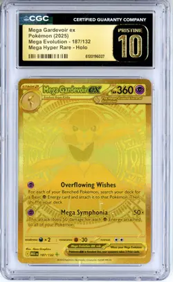 CGC Pristine 10 Pokemon TCG Mega Gardevoir ex 187/132 Me01: Mega Evolution Holo - Image 1
