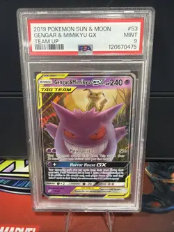 2019 Pokemon Sun & MoonGengar & Mimikyu GX Team Up#53 PSA 9 MINT - Image 1