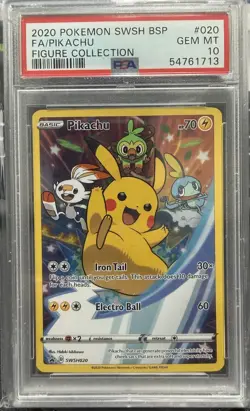 2020 POKEMON SWSH PROMO FIGURE COLLECTION SWSH020 FULL ART/PIKACHU PSA 10 - Image 1