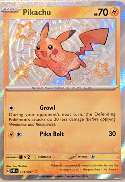 NM Pikachu - Never played - 131/091 - Shiny/Foil Rare Pokemon Paldean Fates - Image 1