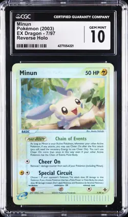 2003 POKEMON EX DRAGON REVERSE HOLO #7 MINUM CGC 10 GEM MINT - Image 1