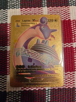 Pokemon Lapras VMAX Gold Foil Fan Art Collector Card - 320 HP - SV111 - Image 1