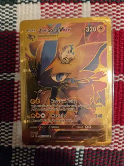 Pokemon Zeraora VMAX GOLD Foil Fan Art Collector Card - 320 HP - Image 1