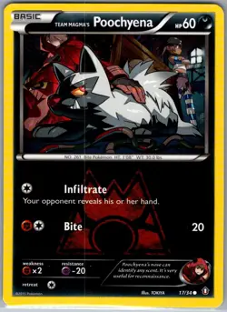 Team Magma's Poochyena 17/34 Non Holo Double Crisis - Pokemon Card - NM - Image 1
