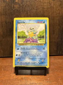 Squirtle 63/102 Base Set 40HP English Common Vintage Pokemon TCG Card 1999 - Image 1