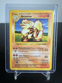Pokemon Arcanine 23/102 Base (Shadowless) TCG 1999 - Image 1