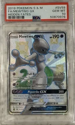 Pokemon TCG Mewtwo GX SV59/SV94 Holo Full Art Shiny Rare PSA 10 - Image 1