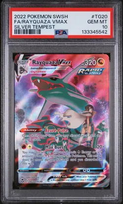 POKEMON TCG Rayquaza Vmax Pokemon Sword & Shield Silver Tempest TG20/TG30 PSA 10 - Image 1