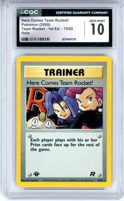 CGC GEM MINT 10 Pokemon TCG Here Comes Team Rocket! 15/82 Team Rocket Holo - Image 1