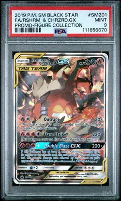 Pokemon Reshiram & Charizard GX SM201 Sm Holo PSA 9 - Image 1