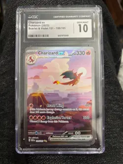 CGC 10 GEM MINT Charizard ex Scarlet & Violet Pokemon 151 199/165 SIR - Image 1