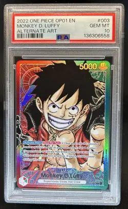 2022 One Piece Romance Dawn Monkey.D.Luffy Alt Art Pre-Errata #OP01-003 PSA 10 - Image 1
