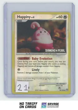 2007 Pokemon D&P Mysterious Treasures Reverse Holo Happiny LV.8 #52/123 - Image 1