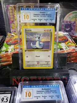 CGC PERFECT 10 POKEMON GERMAN 1ST EDITION Base Set 26/102 DRATINI Blue Label - Image 1