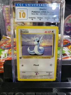 CGC PERFECT 10 POKEMON GERMAN 1ST EDITION Base Set 26/102 DRATINI Blue Label - Image 2