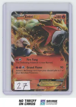 2012 Pokemon Black & White Dark Explorers Holo Entei EX #13/108 - Image 1