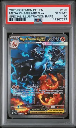 PSA 10 GEM MT 2025 POKEMON PFL EN-PHANTASMAL FLAMES #125 MEGA CHARIZARD X ex SIR - Image 1