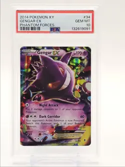 GENGAR EX 2014 POKEMON XY PHANTOM FORCES RARE HOLO 34/119 PSA 10 Q4444 - Image 1
