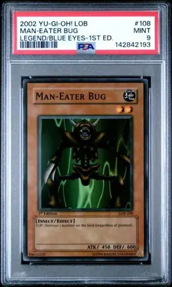 Man-Eater Bug LOB-108 - Yu-Gi-Oh! Super Rare 1st Edition - PSA 9 - Image 1