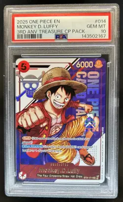 2025 One Piece 3rd Anniversary Treasure Cup Pack Monkey D Luffy #ST21-014 PSA 10 - Image 1