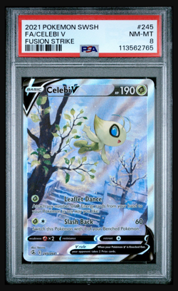 PSA 8 Nm-Mt Celebi V 245/264 Alt Art Fusion Strike 2021 English Pokemon Card - Image 1