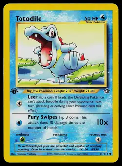 Pokemon Card Totodile 81/111 Neo Genesis 1st Edition - Image 1