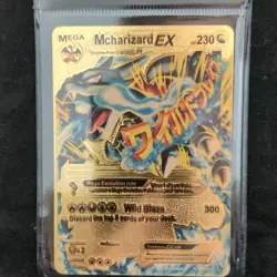 Pokemon Mega Charizard EX Gold Metal Mega Evolution EX 230 HP Card - Image 1