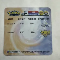 Pokemon Advanced Artbox 3D Nincada Shedinja #AF17 Lenticular Card 2003 - Image 3