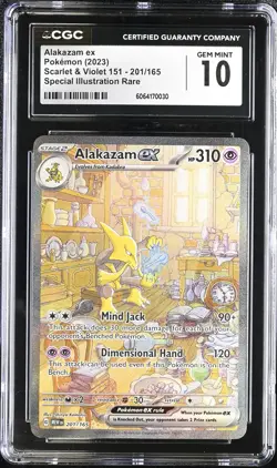 CGC 10 Alakazam ex 201/165 MEW EN-151 Special Illustration Rare Pokemon Card - Image 1