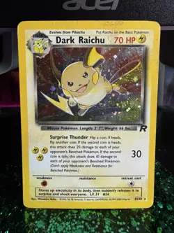 Pokemon Dark Raichu 83/82 Team Rocket Secret Rare Holo English Card - Image 1