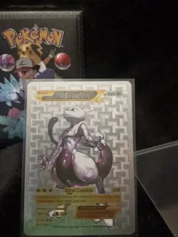 Evil Mewtwo Ultra Rare Silver Foil Fan Art Card - Image 1