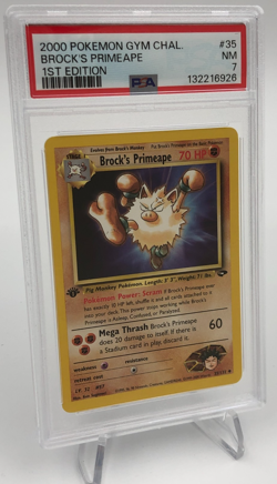 POKEMON 2000 GYM CHALLENGE Card BROCK'S PRIMEAPE #35/132 1st EDITION grade PSA 7 - Image 1