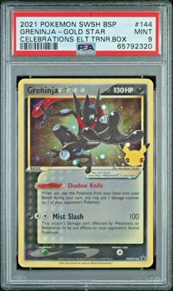 2021 POKEMON SWSH BLACK STAR PROMO #144 GRENINJA-GOLD STAR PSA 9 Mint - Image 1
