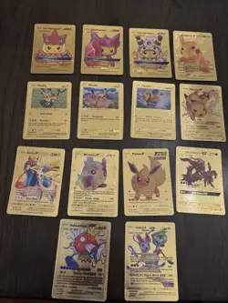 Pikachu & more Lot Of 14 Premium Gold Foil Fan Art Collector Pokemon Non TCG - Image 1