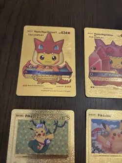 Pikachu & more Lot Of 14 Premium Gold Foil Fan Art Collector Pokemon Non TCG - Image 2