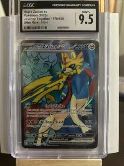 Pokemon TCG Journey Together Hops Zacian EX Card 176/159 Ultra Rare CGC 9.5 Mt+ - Image 1