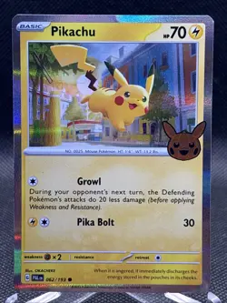 Pikachu 062/193 Holo SV: Paldea Evolved Trick or Trade Stamp Pokemon - Image 1