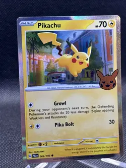 Pikachu 062/193 Holo SV: Paldea Evolved Trick or Trade Stamp Pokemon - Image 2