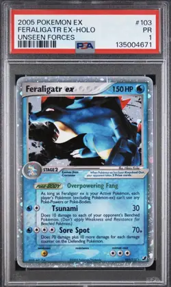 PSA 1 Pokemon Feraligatr ex 103/115 Unseen Forces Ultra Rare Holo LOW POP - Image 1