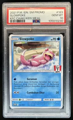 2021 Pokemon Indonesia KFC Chaki Kids Meal Promo Slowpoke #183/SM-P PSA 10 - Image 1