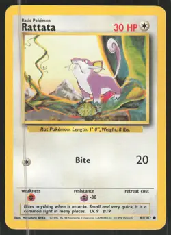 Pokemon TCG Base Set #061/102 Rattata LP - Image 1