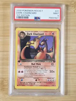 PSA 9 Rocket 1st Edition Dark Charizard 21/82 WoTC 2000 Pokemon Non-Holo Mint - Image 1